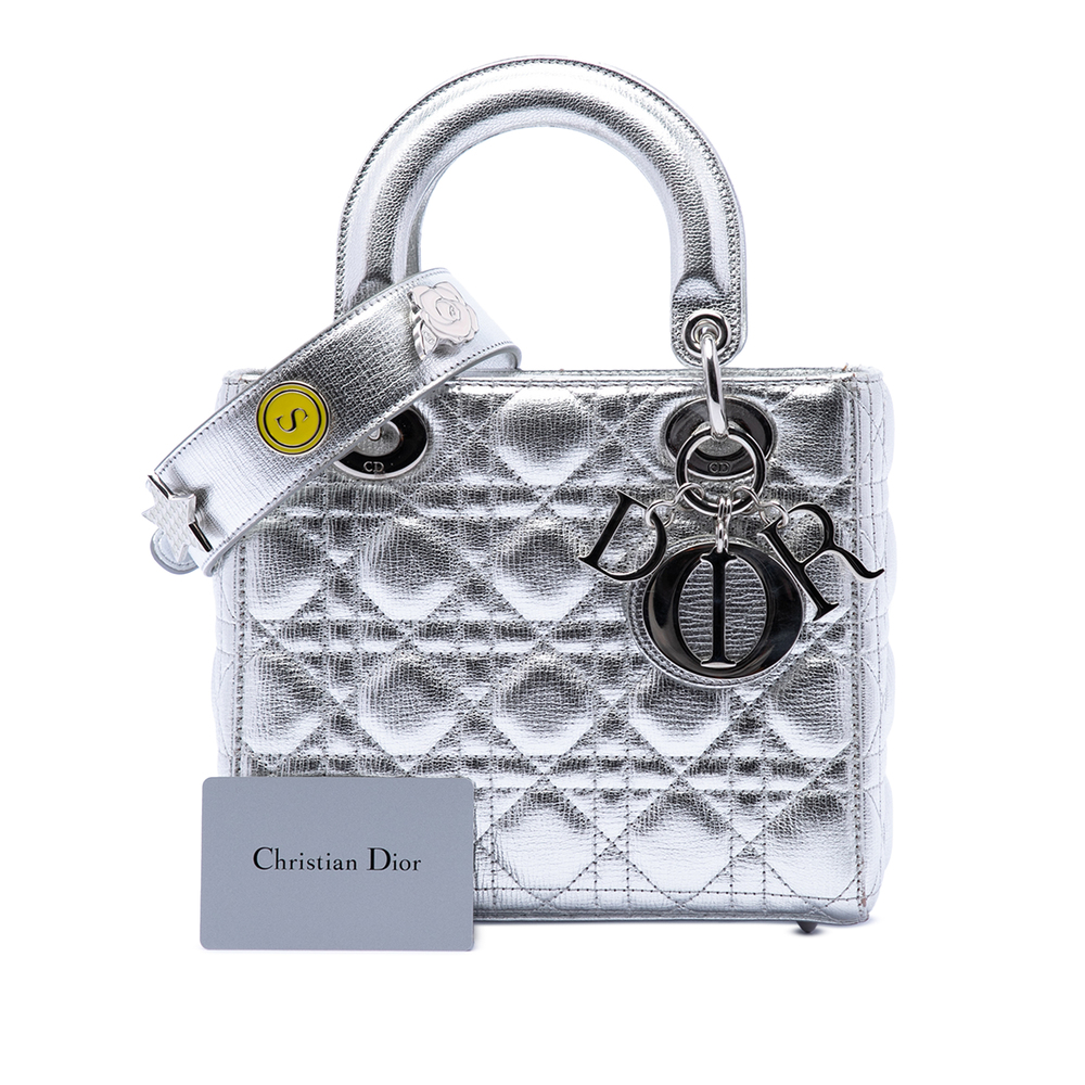 Pre-Loved Dior Small Metallic Grained Calfskin Cannage My ABCDior Lady Dior - Picture 7 of 7
